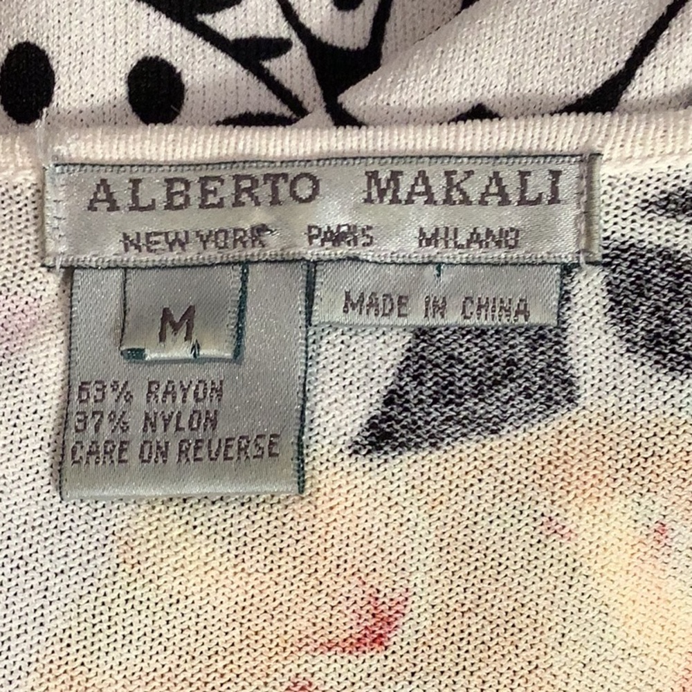 Alberto Makali Lightweight 3/4 Sleeve Floral Embellished V Neck Sweater Sz M - Picture 10 of 11